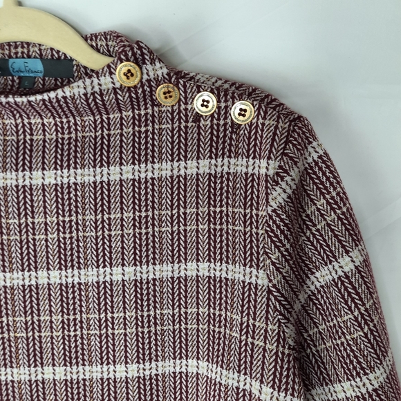 Anthropology Franco Large Burgundy & Creme Top - Picture 3 of 8